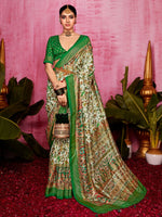 Thumbnail for NOZ2TOZ Women's Tussar Silk Cream Printed Designer Saree With Blouse Piece - Distacart