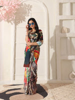 Thumbnail for Shivam Fabrics Multi Color Turkey Fabric Printed Saree