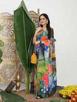 Thumbnail for Shivam Fabrics Multi Color Turkey Fabric Printed Saree