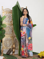 Thumbnail for Shivam Fabrics Multi Color Turkey Fabric Printed Saree