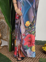 Thumbnail for Shivam Fabrics Multi Color Turkey Fabric Printed Saree