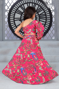 Thumbnail for Sonakshi Girl's Pink Chinon Digital Print with Sequins Lehenga Choli Set
