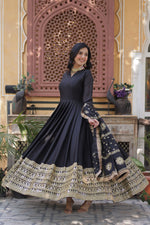 Thumbnail for Sonakshi Women's Black Georgette Sequins Zari Embroidered Long Anarkali Sets - Distacart