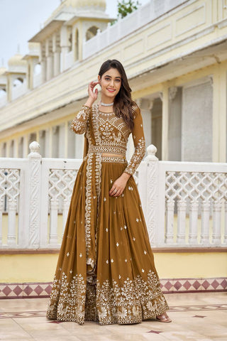 Sonakshi Women's Mehendi Faux Georgette 7MM Sequins Embroidered Lehenga Choli Set - Distacart