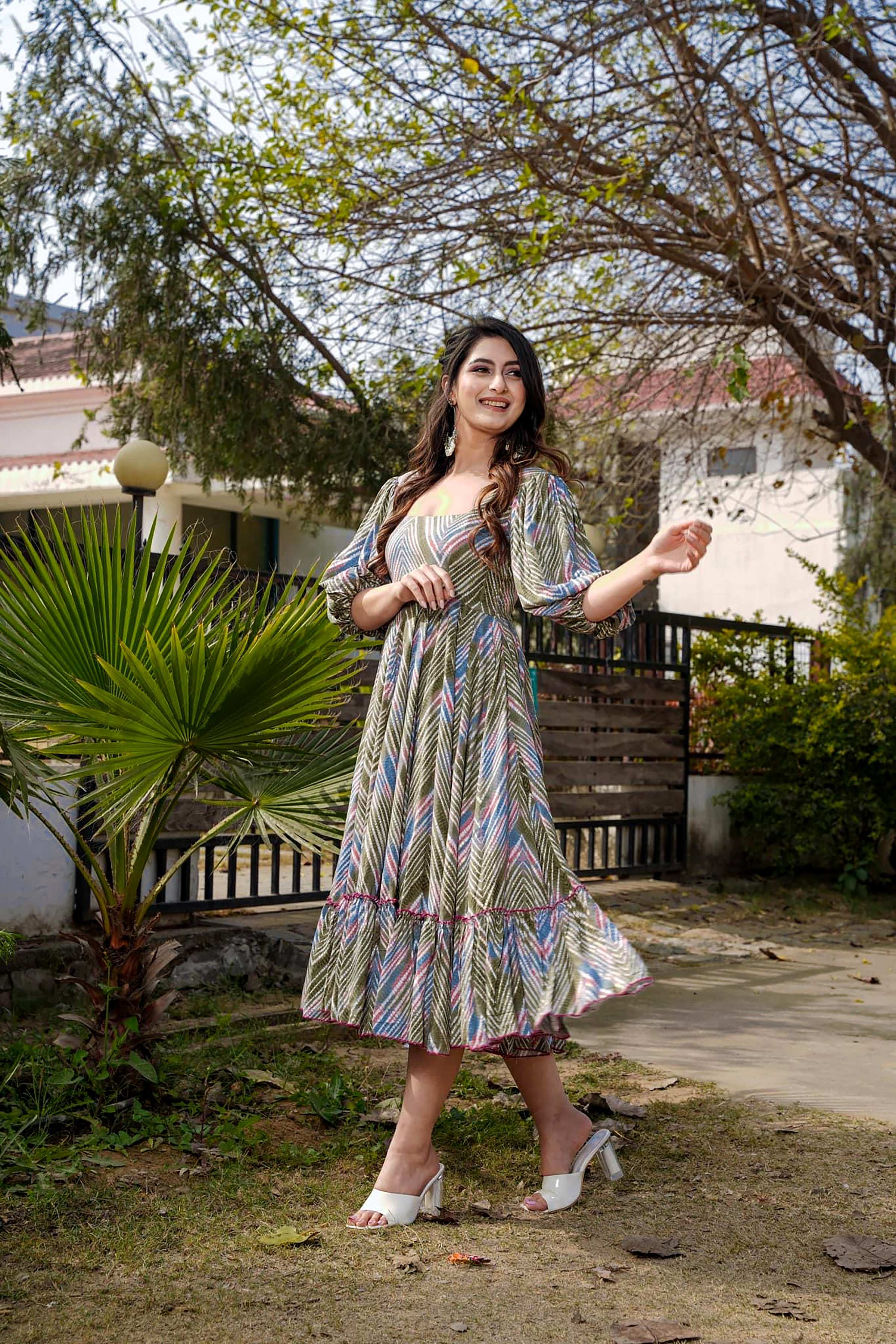 Sonakshi Women's Multycolor Rayon Digital Print Full Round Flair Anarkali Gown Set - Distacart