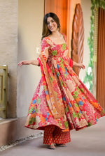Thumbnail for Sonakshi Women's Multycolor Maslin Digital Print Full Round Flair Anarkali Gown Set With Dupatta
