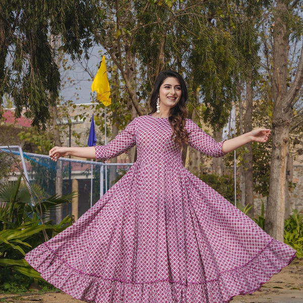 Sonakshi Women's Maharani Rayon Digital Print Full Round Flair Anarkali Gown Set - Distacart
