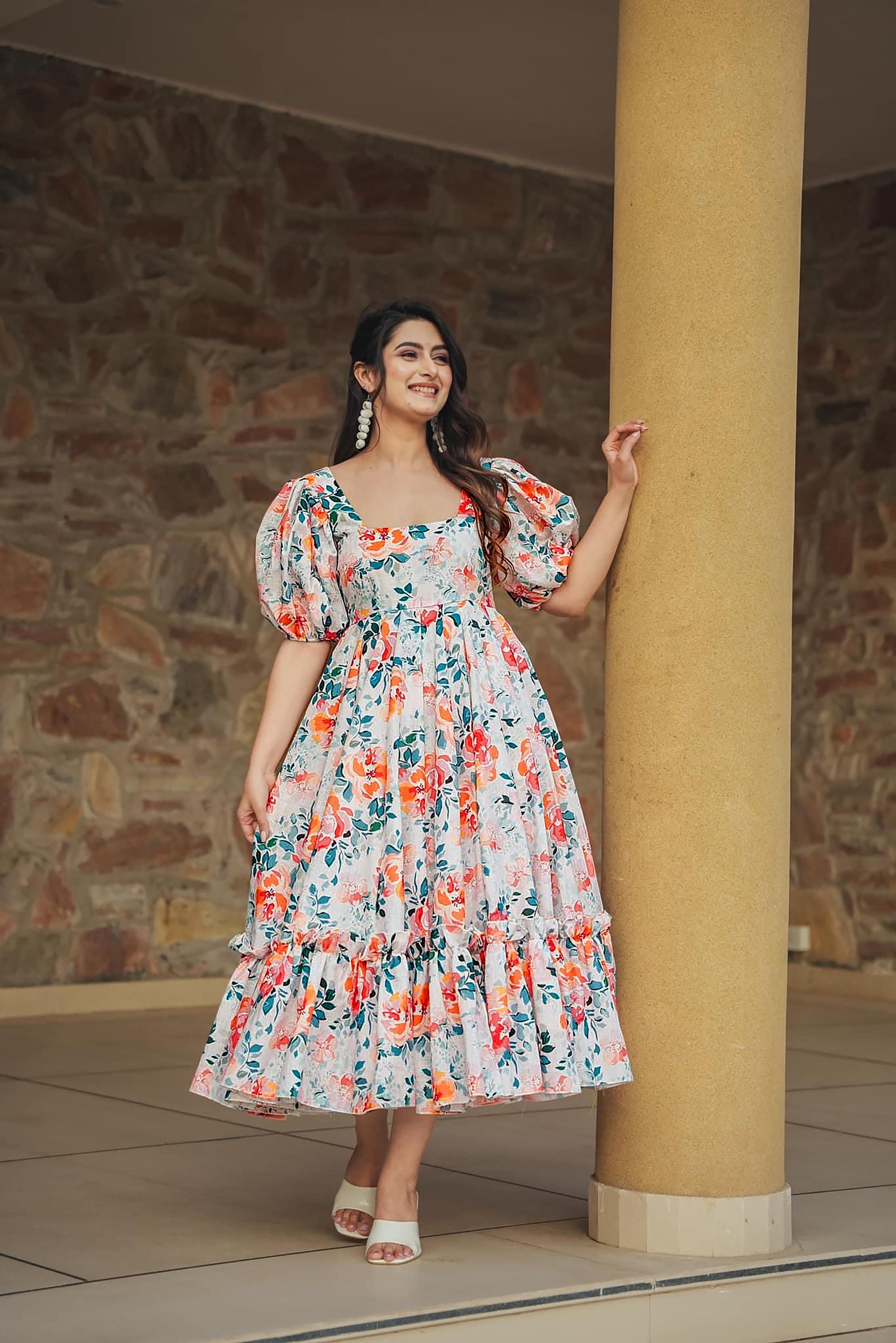 Sonakshi Women's Multycolor Rayon Digital Print Full Round Flair Anarkali Gown Set