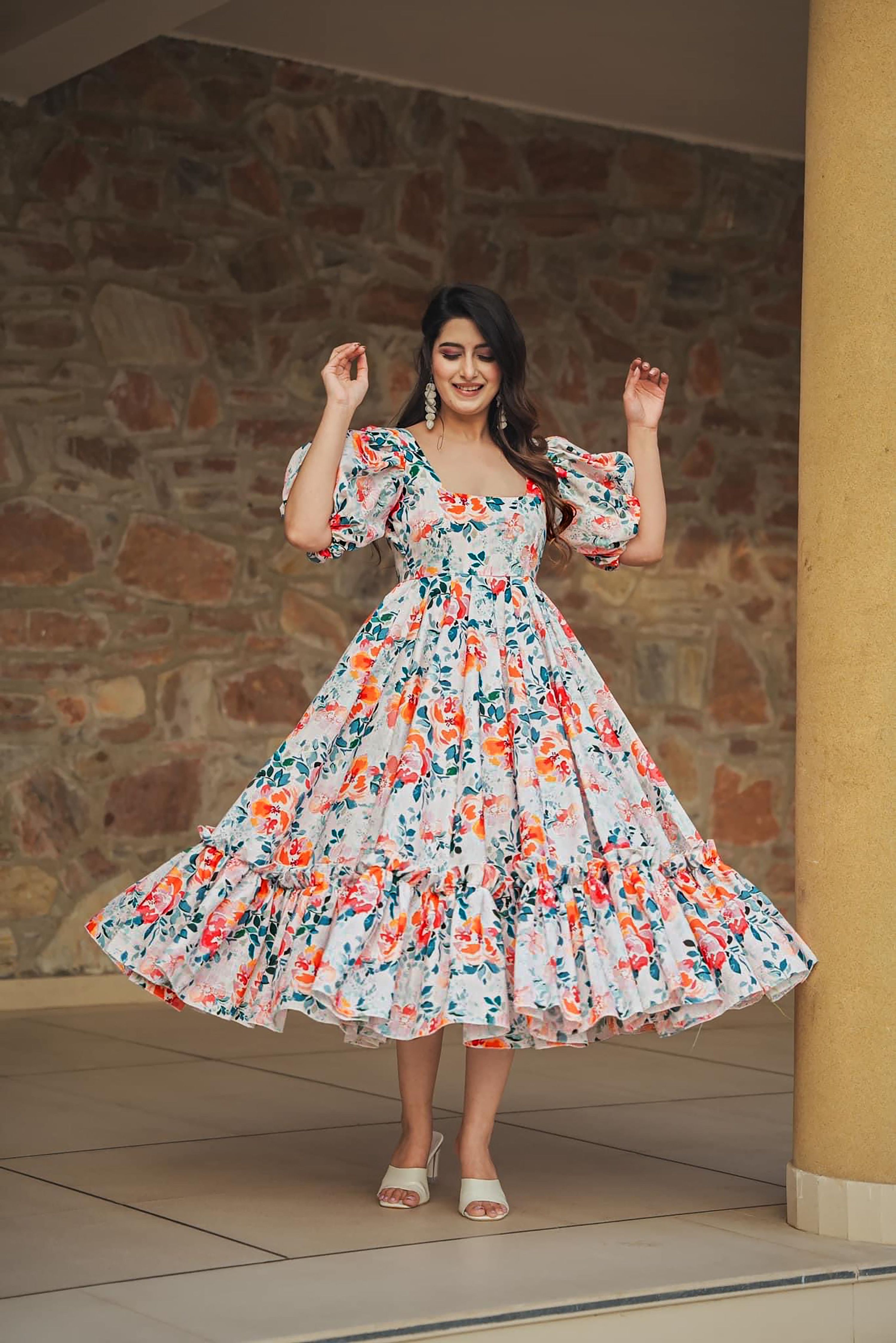 Sonakshi Women's Multycolor Rayon Digital Print Full Round Flair Anarkali Gown Set - Distacart