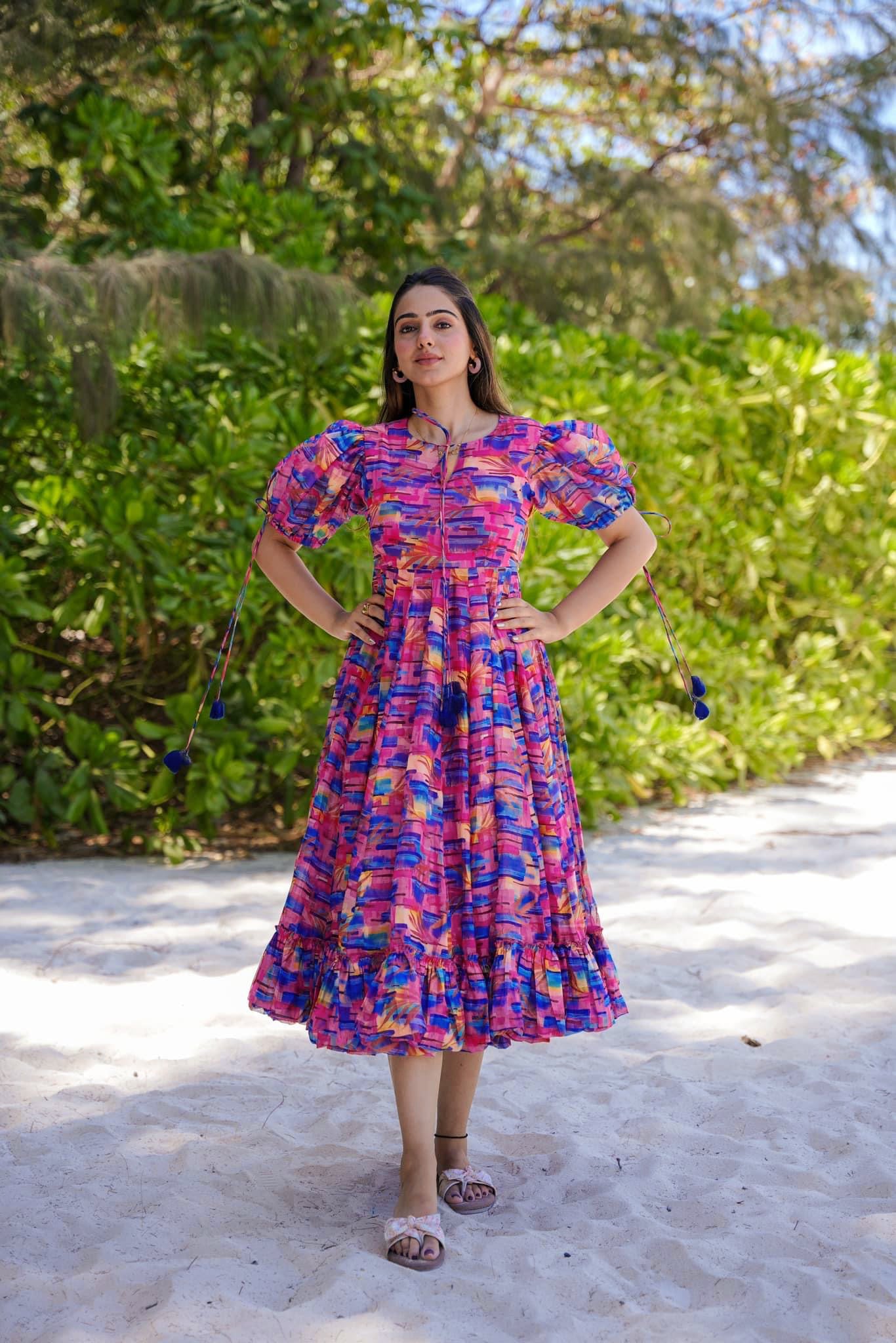 Sonakshi Women's Multycolor Rayon Digital Print Full Round Flair Anarkali Gown Set