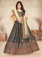 Thumbnail for Sonakshi Women's Black Chinon Silk Ajrakh Heavy digital Printed Lehenga Choli With Dupatta