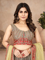 Thumbnail for Sonakshi Women's Grey Chinon Silk Ajrakh Heavy digital Printed Lehenga Choli With Dupatta