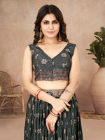 Thumbnail for Sonakshi Women's Black Chinon Silk Ajrakh Heavy digital Printed Lehenga Choli With Dupatta