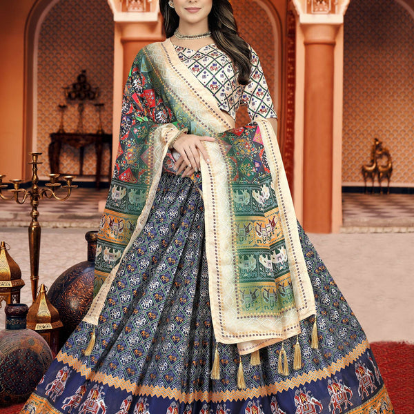 Sonakshi Women's Multicolor Dola Silk Digital Printed Lehenga Choli With Dupatta - Distacart
