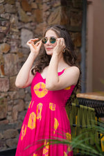 Thumbnail for Sonakshi Women's Pink Rayon Digital Print Full Round Flair Anarkali Gown Set