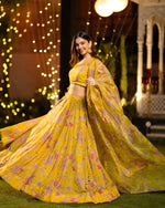 Thumbnail for Sonakshi Women's Yellow Air Tex Chinon Digital Printed Lehenga Choli With Dupatta