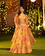 Thumbnail for Sonakshi Women's Yellow Air Tex Chinon Digital Printed Lehenga Choli With Dupatta - Distacart