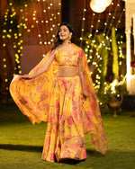 Thumbnail for Sonakshi Women's Yellow Air Tex Chinon Digital Printed Lehenga Choli With Dupatta - Distacart