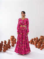 Thumbnail for Sonakshi Women's Magenta Air Tex Chinon Digital Printed Lehenga Choli