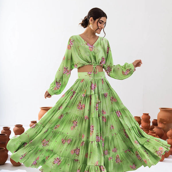 Sonakshi Women's Pista Air Tex Chinon Digital Printed Lehenga Choli - Distacart