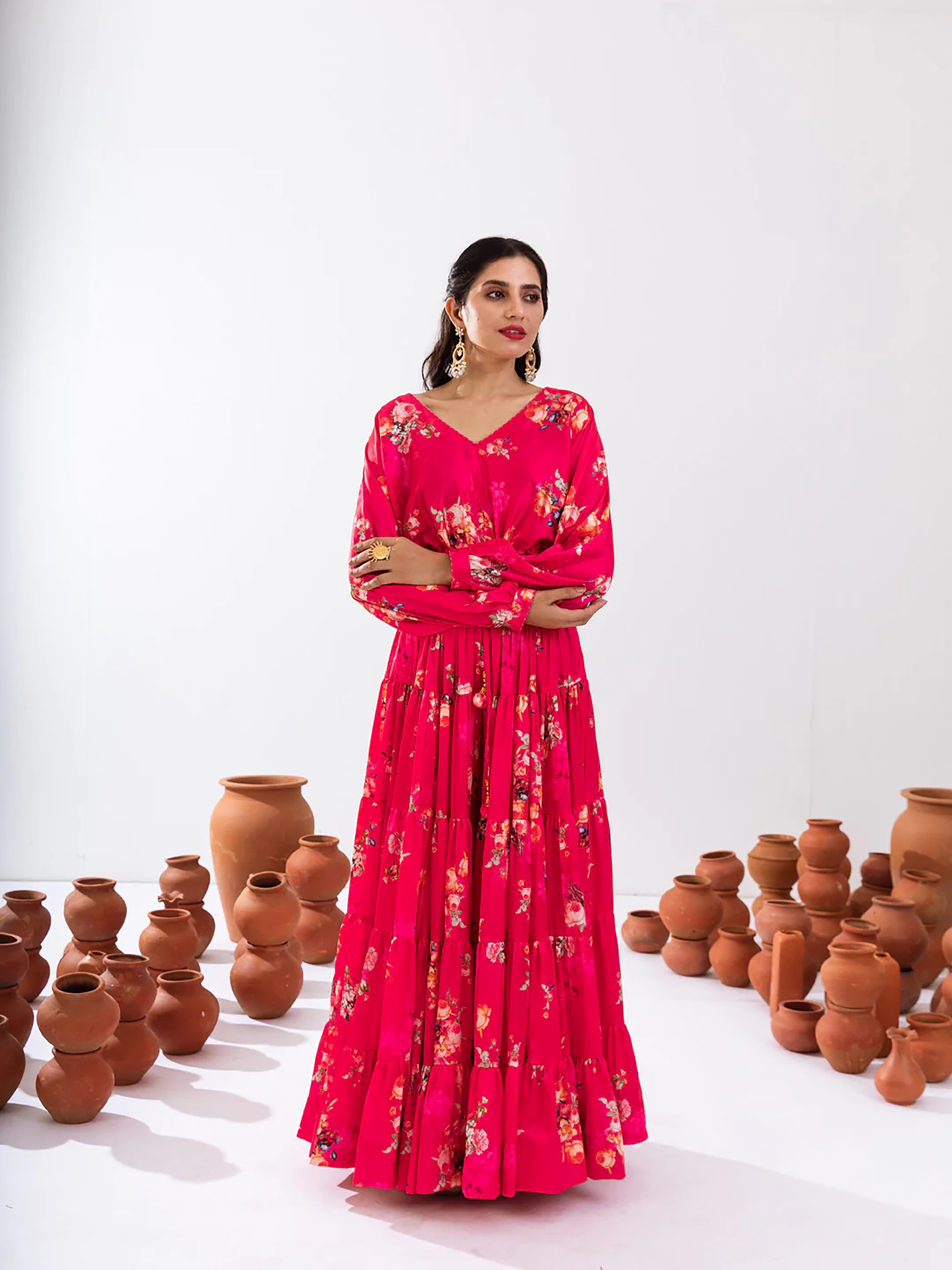 Sonakshi Women's Rani Air Tex Chinon Digital Printed Lehenga Choli