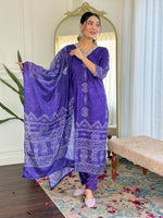 Thumbnail for Sonakshi Women's Blue French Crepe Kurta Set with Dupatta