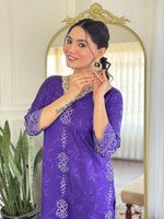 Thumbnail for Sonakshi Women's Blue French Crepe Kurta Set with Dupatta