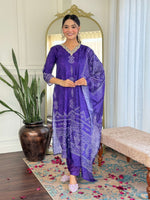 Thumbnail for Sonakshi Women's Blue French Crepe Kurta Set with Dupatta