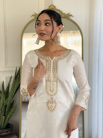 Thumbnail for Sonakshi Women's Cream Viscose Chanderi Kurta Set with Dupatta