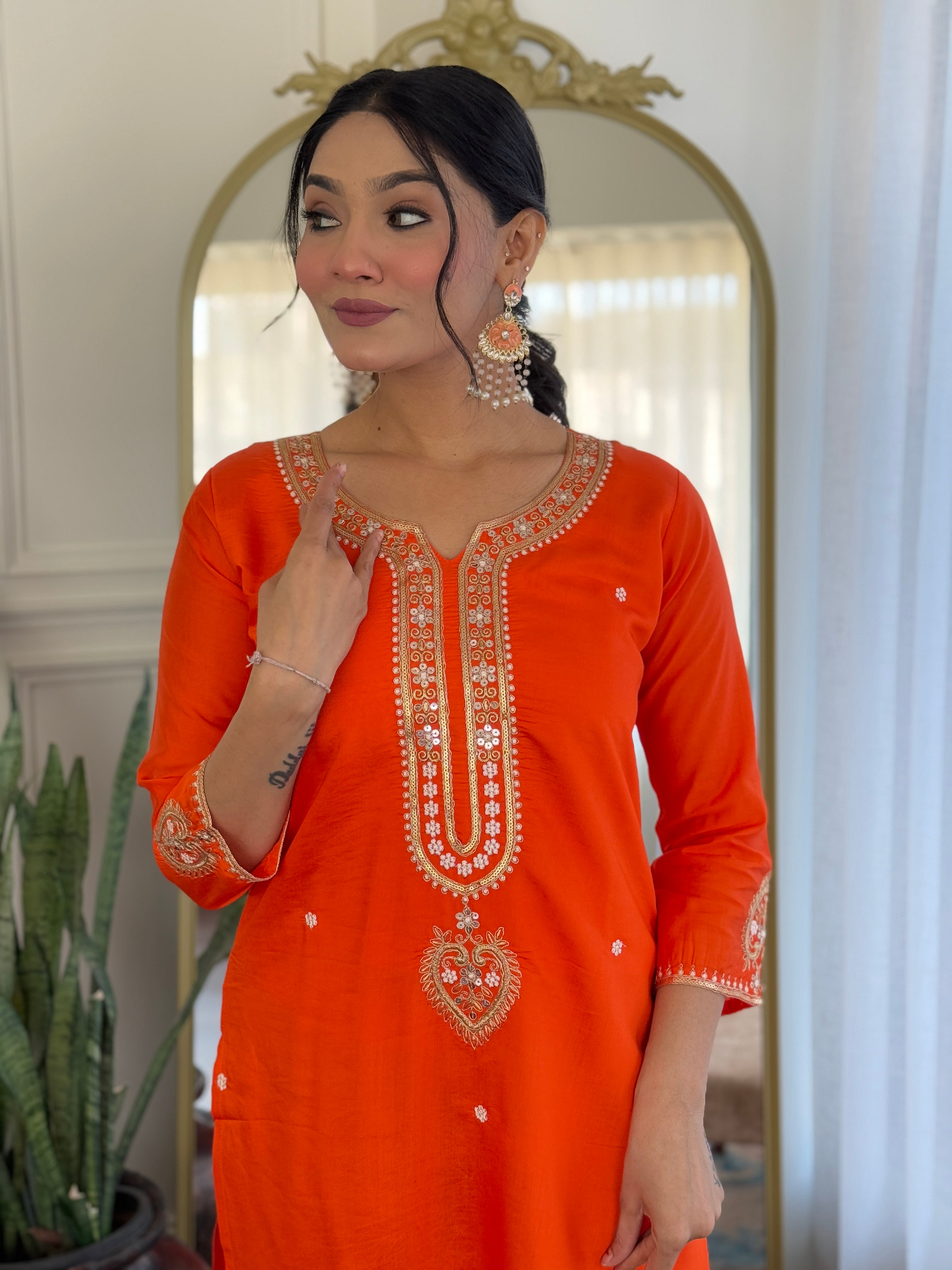 Sonakshi Women's Fenta Viscose Chanderi Kurta Set with Dupatta