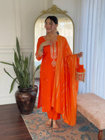 Thumbnail for Sonakshi Women's Fenta Viscose Chanderi Kurta Set with Dupatta