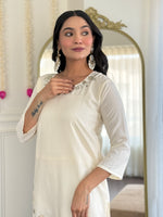 Thumbnail for Sonakshi Women's Off White Viscose Rayon Kurta Set with Dupatta