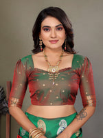 Thumbnail for Sonakshi Women's Red Banarasi Silk Zari Woven Traditional Saree with Blouse