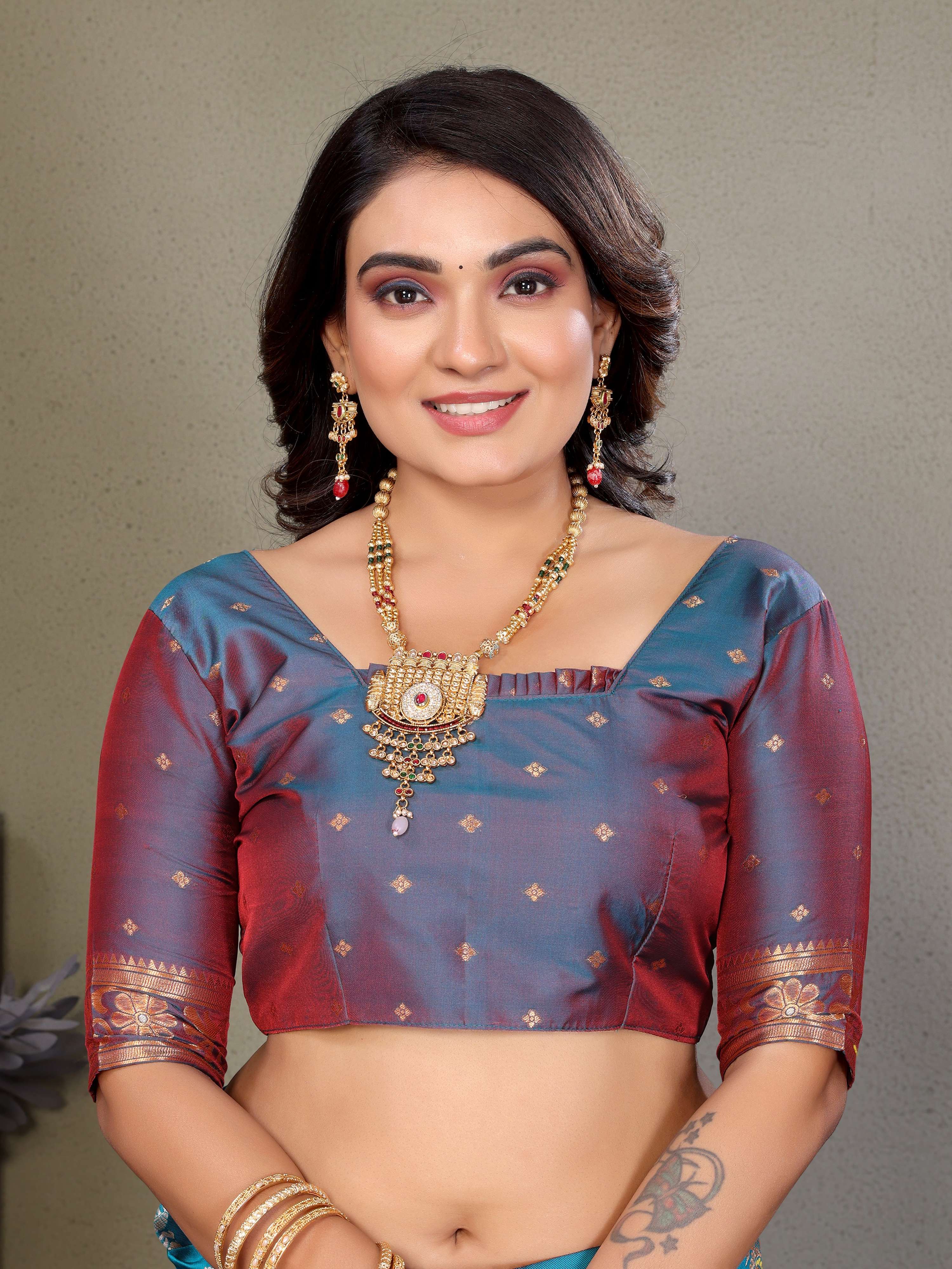 Sonakshi Women's Fenta Banarasi Silk Zari Woven Traditional Saree with Blouse