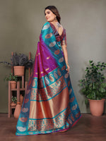 Thumbnail for Sonakshi Women's Purple Banarasi Silk Zari Woven Traditional Saree with Blouse