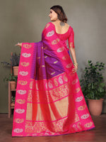 Thumbnail for Sonakshi Women's Lavender Banarasi Silk Zari Woven Traditional Saree with Blouse