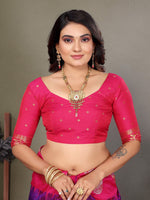 Thumbnail for Sonakshi Women's Lavender Banarasi Silk Zari Woven Traditional Saree with Blouse