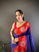 Thumbnail for Sonakshi Women's Blue Banarasi Silk Zari Woven Traditional Saree with Blouse