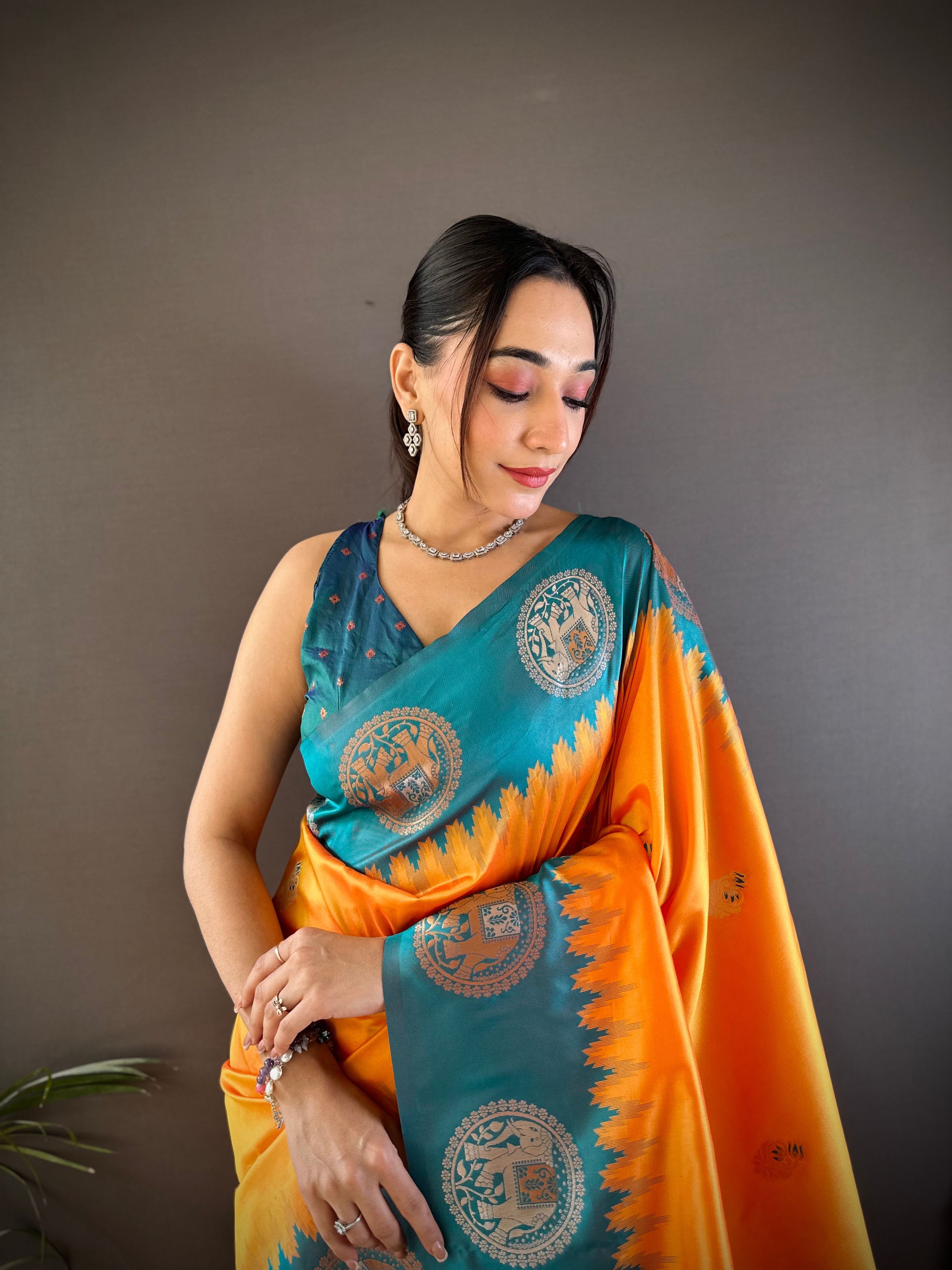 Sonakshi Women's Fenta Banarasi Silk Zari Woven Traditional Saree with Blouse