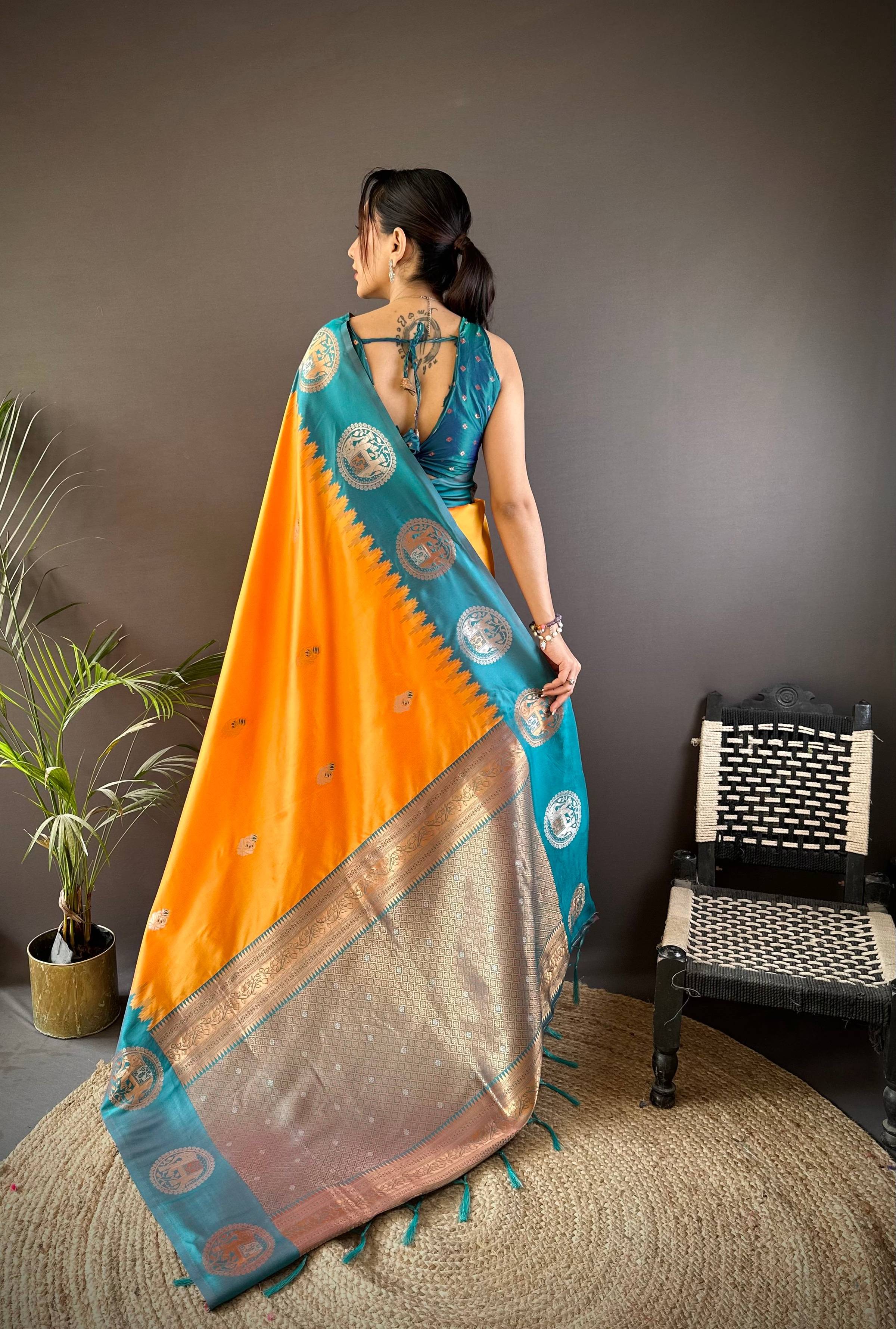 Sonakshi Women's Fenta Banarasi Silk Zari Woven Traditional Saree with Blouse