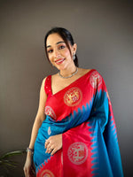 Thumbnail for Sonakshi Women's Morepeach Banarasi Silk Zari Woven Traditional Saree with Blouse