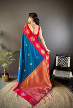 Thumbnail for Sonakshi Women's Morepeach Banarasi Silk Zari Woven Traditional Saree with Blouse