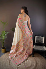 Thumbnail for Sonakshi Women's Off White Pashmina Silk Zari Woven Traditional Saree with Blouse - Distacart