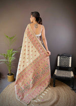 Thumbnail for Sonakshi Women's Off White Pashmina Silk Zari Woven Traditional Saree with Blouse