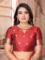 Thumbnail for Sonakshi Women's Black Paithani Silk Zari Woven Traditional Saree with Blouse