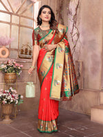 Thumbnail for Sonakshi Women's Gajri Paithani Silk Zari Woven Traditional Saree with Blouse