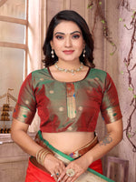 Thumbnail for Sonakshi Women's Gajri Paithani Silk Zari Woven Traditional Saree with Blouse