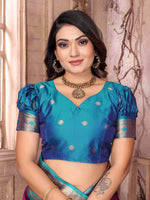 Thumbnail for Sonakshi Women's Purple Paithani Silk Zari Woven Traditional Saree with Blouse - Distacart