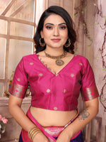 Thumbnail for Sonakshi Women's Blue Paithani Silk Zari Woven Traditional Saree with Blouse