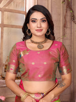 Thumbnail for Sonakshi Women's Pista Green Paithani Silk Zari Woven Traditional Saree with Blouse